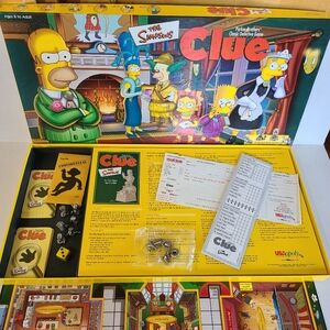 The Simpsons CLUE Board Game 1st Edition with Pewter Pieces By Parker Brothers